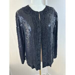 Vintage beaded silk Dinner Jacket Size small 6 8
